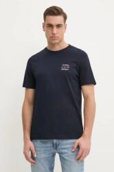 Tommy Hilfiger pamut póló sötétkék, férfi, nyomott mintás, MW0MW38622 - sötétkék XXL