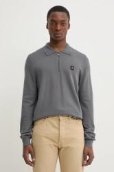 HUGO BOSS gyapjúkeverék pulóver könnyű, férfi, szürke, 50533346 - szürke XL