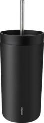 Stelton Cană termică To-Go Sip 400 ml neagră din oțel dublu cu pai (686-51)