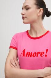 Drivemebikini pamut póló Amore Vintage női, rózsaszín, 2024-DMBS-03-PR - rózsaszín S