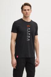 Alpha Industries pamut póló R Print T fekete, férfi, nyomott mintás, 136509 - fekete XXL