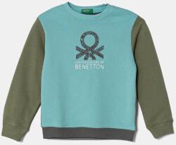 Benetton gyerek melegítőfelső pamutból türkiz, nyomott mintás, 3J70G10HW - türkiz 90