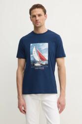 Tommy Hilfiger pamut póló sötétkék, férfi, nyomott mintás, MW0MW38615 - sötétkék L