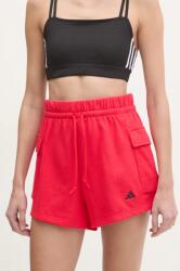 adidas rövidnadrág Essentials női, piros, nyomott mintás, közepes derékmagasságú, JC5704 - piros M