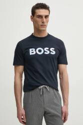 BOSS pamut póló sötétkék, férfi, nyomott mintás, 50531309 - sötétkék XXL