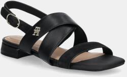Tommy Hilfiger bőr szandál LEATHER & SUEDE FLAT SANDAL - fekete Női 37