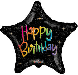 Conver ECO fólia lufi, 18"/45cm, csillag alakú, multicolor, Happy Birthday