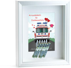 Partikellékek Pénzátadó nászajándék képkeret - Mentőautós