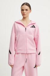 Adidas felső Z. N. E. rózsaszín, női, nyomott mintás, kapucnis, JC5393 - rózsaszín S