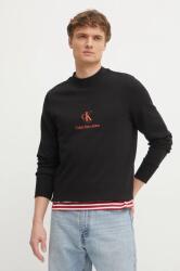 Calvin Klein pamut melegítőfelső fekete, férfi, nyomott mintás, J30J327470 - fekete L