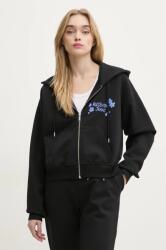 Moschino Jeans pamut melegítőfelső fekete, női, nyomott mintás, kapucnis, 1703 3228 - fekete XS