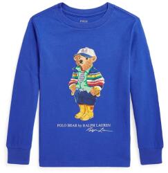 Ralph Lauren gyerek pamut hosszú ujjú felső nyomott mintás, 322883620012 - kék 109-116