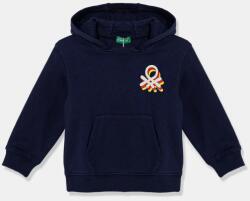 Benetton gyerek melegítőfelső pamutból sötétkék, nyomott mintás, kapucnis, 3J68G2011 - sötétkék 110