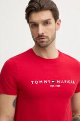 Tommy Hilfiger pamut póló férfi, nyomott mintás, MW0MW11797 - piros S
