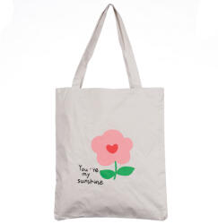 SHOPIKA Geanta shopper din material textil, cu imprimeu floare si mesaj You re my sunshine
