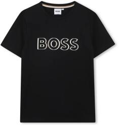 HUGO BOSS gyerek pamut póló fekete, nyomott mintás, J52034 - fekete 174