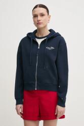 Tommy Hilfiger pamut melegítőfelső sötétkék, női, sima, kapucnis, WW0WW44632 - sötétkék XS