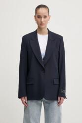 MSGM gyapjú kabát sötétkék, sima, egysoros gombolású, 3841MDG27.257127 - sötétkék 36
