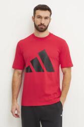 Adidas pamut póló Essentials piros, férfi, nyomott mintás, JE8934 - piros M