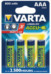 VARTA Longlife Accu R2U 800mAh AAA Ni-MH akkumulátor 4db/csomag (56703101404) - delfinbuvar