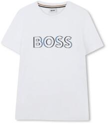HUGO BOSS gyerek pamut póló fehér, nyomott mintás, J52034 - fehér 150