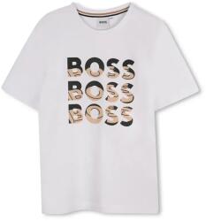 HUGO BOSS gyerek pamut póló fehér, nyomott mintás, J52038 - fehér 150