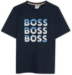 HUGO BOSS gyerek pamut póló sötétkék, nyomott mintás, J52038 - sötétkék 162