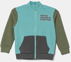 Benetton gyerek melegítőfelső pamutból türkiz, nyomott mintás, 3J70G503M - türkiz 90
