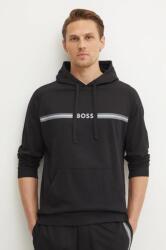 HUGO BOSS pamut pulóver otthoni viseletre fekete, nyomott mintás, kapucnis, 50535854 - fekete L