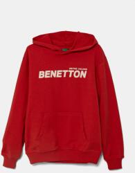 Benetton gyerek melegítőfelső pamutból piros, nyomott mintás, kapucnis, 3UNIC204R - piros 150