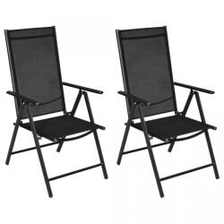 vidaXL Scaune pliante de grădină, 2 buc. , negru, aluminiu & textilenă (41730) - izocor