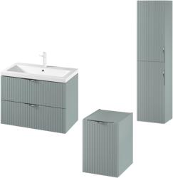 Cersanit Set dulap baie suspendat 2 sertare si lavoar inclus 80 cm, dulap baie suspendat si dulap baie tip coloana, culoare fiord mat, MDF, Cersanit Tirso (setTirsoF1)