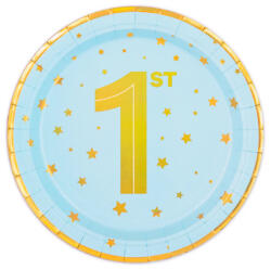 PartyPal Papírtányér 18cm 6db Első szülinapra, 1st, Kék (LUFI163345)