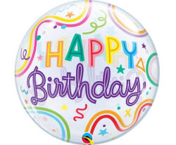Qualatex Szülinapi Bubbles lufi 22" 56cm Happy Birthday (LUFI278087)