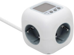 Somogyi Elektronic CUBE2P kocka elosztó, fogyasztásmérővel, max. 3680 W, 3 aljzat gyermekvédelemmel, 1, 5 m hosszú vezeték (CUBE2P) - scom