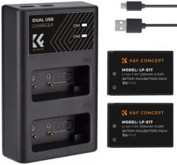 K& F Concept dupla töltő és 2db LP-E17 akkumulátor (KF-28-0014)