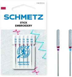 Schmetz Set combinat 5 ace de brodat, finete 75-90, Schmetz 130/705 H-E V3S