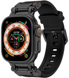 Techsuit - Óraszíj (W064) - Apple Watch 1/2/3/4/5/6/7/8/9/10/SE/SE 2/Ultra/Ultra 2 (42/44/45/46/49mm) - Fekete Titán