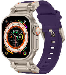 Techsuit - Óraszíj (W064) - Apple Watch 1/2/3/4/5/6/7/8/9/10/SE/SE 2/Ultra/Ultra 2 (42/44/45/46/49mm) - Titánium Ezüst Lila