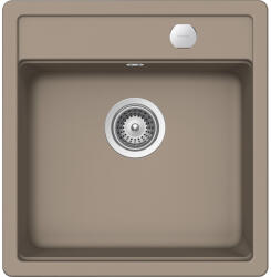 SCHOCK Schock Mono N-100S konyhai mosogatótálca Cristadur Green Line Twilight 490 x 510 mm lefolyó távműködtetővel, gránit kompozit, hagyományos beépítés, taupe szürke (MONN100STWILSA)