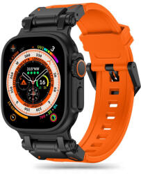 Techsuit - Óraszíj (W064) - Apple Watch 1/2/3/4/5/6/7/8/9/10/SE/SE 2/Ultra/Ultra 2 (42/44/45/46/49mm) - Fekete Titán Narancs