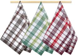 BELLATEX 3 darabos készlet - 50×70 cm - kockás, zöld, barna, piros (4175)
