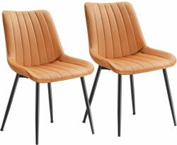 SONGMICS Étkezőszékek 2 db-os konyhai székkészlet Bársony kárpitozott szék, karamell barna (LDC090K01)