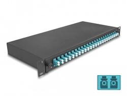 Delock 19 optikai szálösszefűző doboz 24 db. LC Duplex OM3 1U teljes elrendezés kész az összefűzésre (67010)