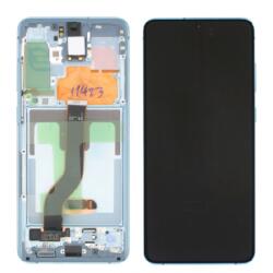 Samsung G985, G986 Galaxy S20+, S20 Plus Előlap keret+LCD Kijelző+Érintőüveg, Kék, Blue Cloud (Kamera nélküli verzió, GH82-31441D, 31442D, 31445D) Gyári, Service Pack