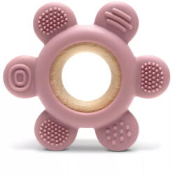 Lorelli Virág szilikon és bükkfa rágóka - Deep Pink - babyshopkaposvar