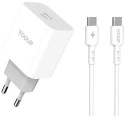 YOOUP NC60-C USB-C töltő (220V) - 20W 1x USB-C port, 1m USB-C kábellel [PM036070]