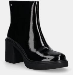 Goe bőr csizma fekete, női, enyhén téliesített, magassarkú, OO2N4158 BLACK - fekete Női 40