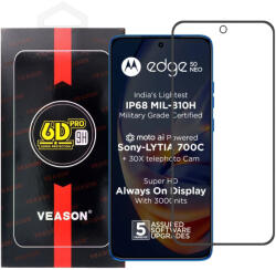 Motorola Edge 50 Neo 5G üvegfólia, tempered glass, előlapi, edzett, hajlított, fekete kerettel, Veason 6D Pro
