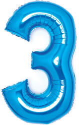 Amscan 3 - as midi szám fólia lufi - kék 66 cm